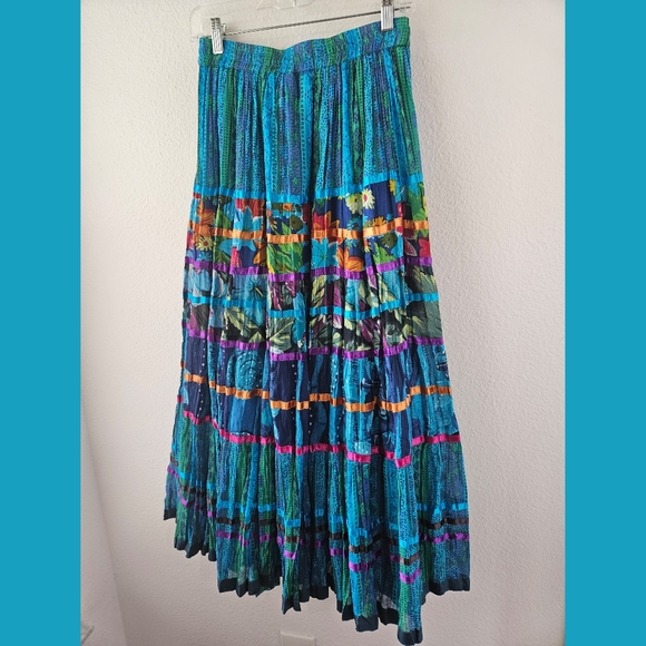 Soft Surroundings Full Multi Print Colorful Peasant Maxi Skirt Sz Small - Picture 3 of 8